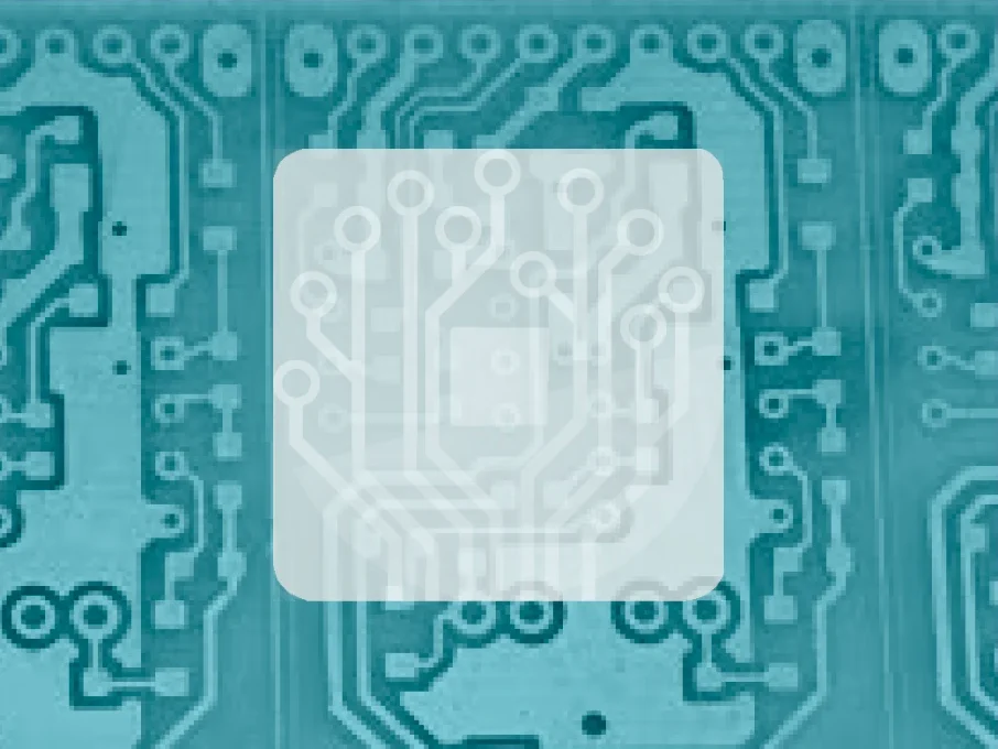 Bildmarke als Mikrochip auf einer Platine